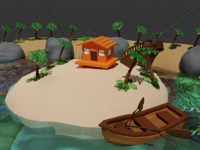 Treasure Island Scenery Low-poly 3D model