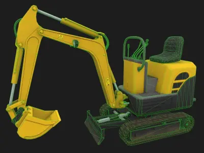 Mini Excavator Low-poly 3D model Low-poly