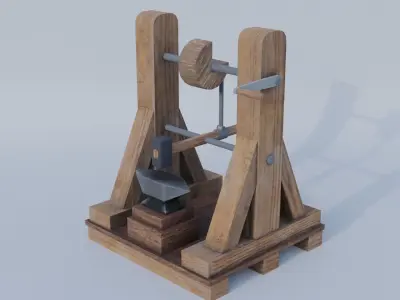 Mechanical hammer and Anvil Low-poly 3D model