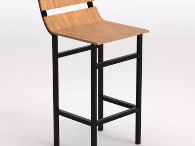 Industrial Style Bar Stool Low Poly 3D Model Low-poly 3D model