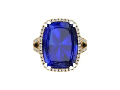 Cushion Solitaire Art deco Ring 3D print model 6