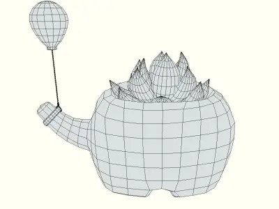 Cute Elephant Succulent Planter Pot  LP  Low-poly 3D model