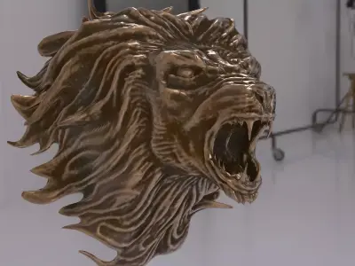 Lion Head Bust 3D model