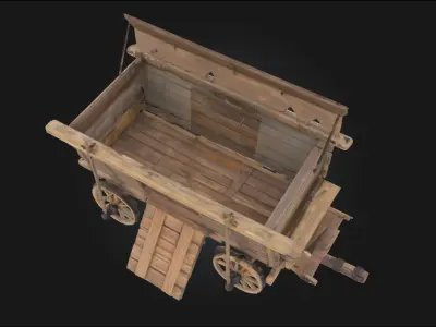 Wooden Pioneer Wagon  Symbol of Travel Beyond Borders 3D model