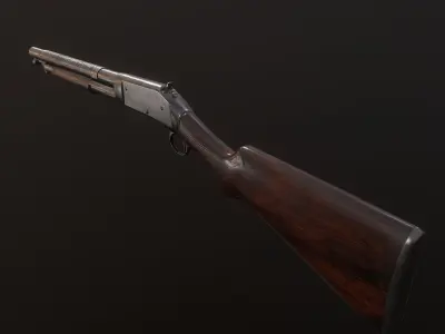 Winchester 1897 shotgun ww2 pbr low-poly Low-poly 3D model