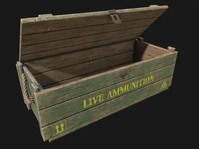Low Poly PBR Wooden Military Crate 4 Low-poly 3D model