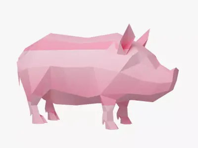 Pig Low Poly polygonal 3D model