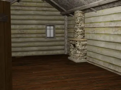 Medieval house Low-poly 3D model 9