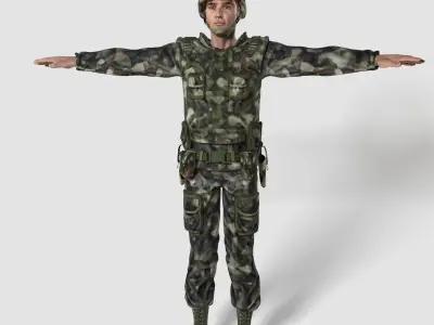 US Soldier Character Low-poly 3D model