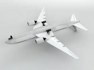 Boeing 777 Airliner - Generic White Low-poly 3D model