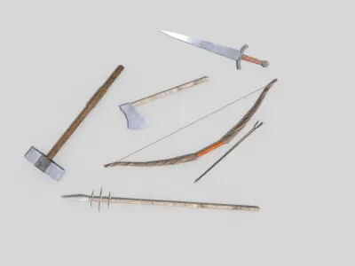 low poly medieval weapons pack 4 Low-poly 3D model
