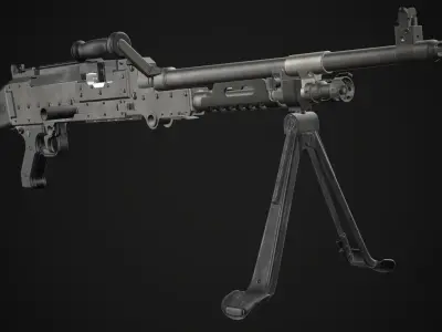FN MAG M240 Machine Gun Game Ready Low-poly 3D model