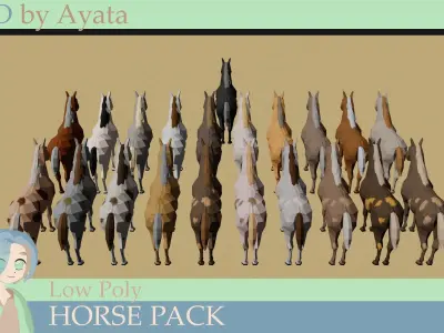 Low Poly Horses Pack Low-poly 3D model