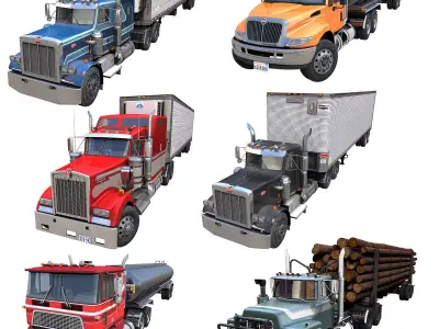 Gameready semitrucks collection 3D Model Pack