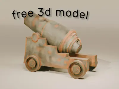 Gun cannon 3d free low poly Free low-poly 3D model