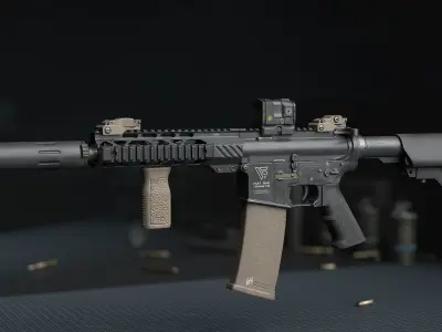 Weapon - AR15 HoloSight AimPoint - assault rifle Low-poly 3D model