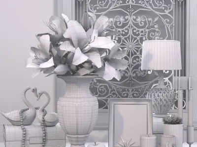 yellow lily decorative set 3D model