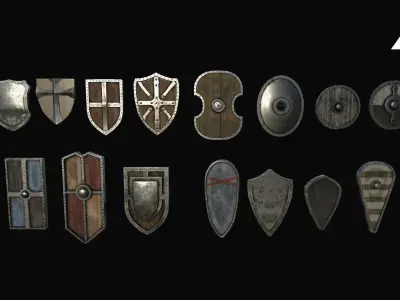 Realistic Shields Pack - Game Ready Low-poly 3D model