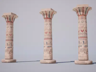 Egyptian Columns Pack Low-poly 3D model