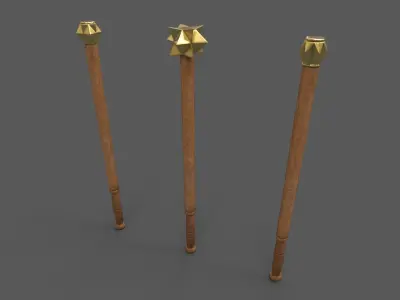 Realistic medieval brass maces 11 to 14th century Low-poly 3D model