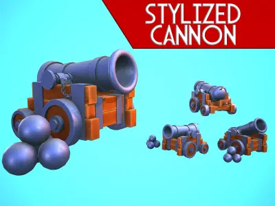 STYLIZED CANNON CARTOON STYLIZED REALISTIC Low-poly 3D model