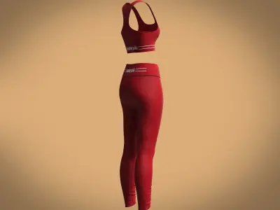 Ladies Ribbed gym tank top with leggings 3D model