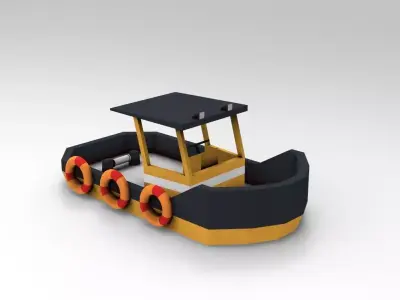Low Poly Boat bulldozer Low-poly 3D model
