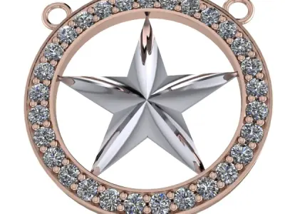 FIVE 5 POINT STAR PENDANT NECKLACE CHARM BRACELET  3D print model