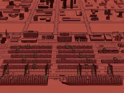 Freight terminal port 3D model