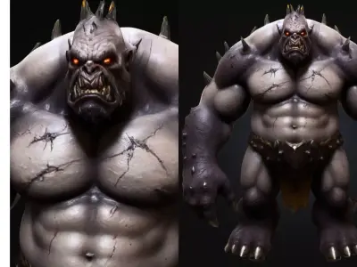 Mutant Ogre with Spikes Low-poly 3D model