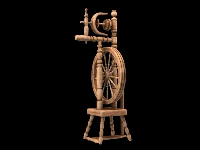 Spinning wheel Low-poly 3D model