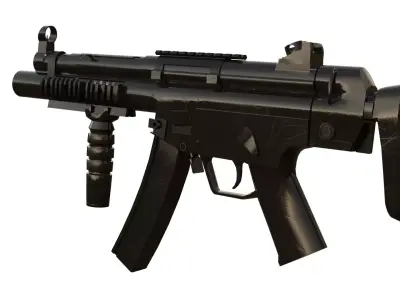 Mp5 A5 Rifle Assault Rifle Gun SMG Rifle 3D Model Low-poly 3D model