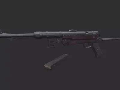 MP 40 Submachine Gun Low-poly PBR Free low-poly 3D model