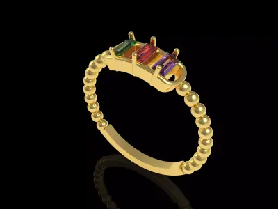 Colourfull Baguette Ring 3D print model