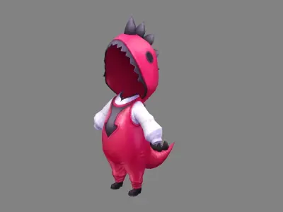 Cartoon purple dragon costume - cosplay Low-poly 3D model