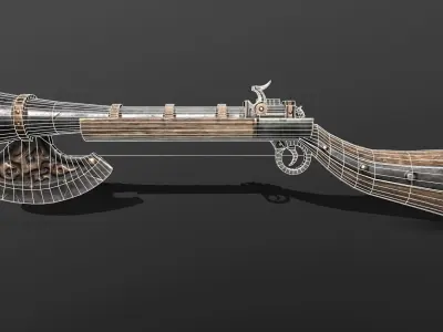 musket with axe Free low-poly 3D model