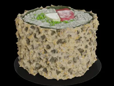 Sushi Tuna crab sticks masago caviar avocado tempura mayonnaise 3D model
