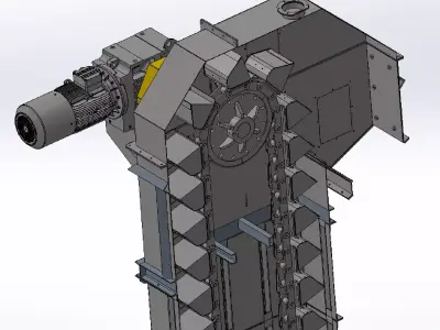 400x17000 mm chain bucket elevator 3D model