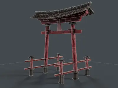 Japanese Torii Low-poly 3D model