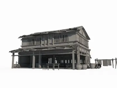Asian Ancient Architecture Wine Shop 3D model