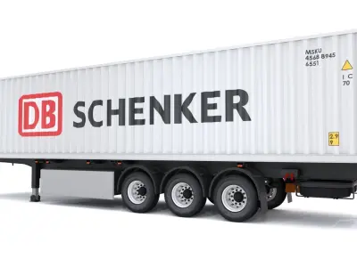 Chassis Semi Trailer with DB Schenker Shipping Container 3D model