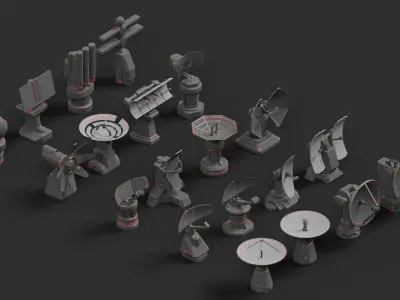 Radar Pack Low-poly 3D model