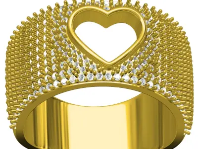 Antique Hollow Out Heart cocktail Ring for Women 3D print model