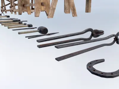 Blacksmith Tools Low-poly 3D model