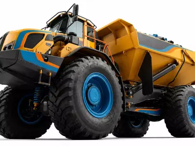 Large Yellow Articulated Dump Truck Low-poly 3D model