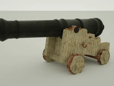 4ib Naval Long Gun Low-poly 3D model