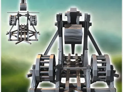 Medieval trebuchet with wooden counterweight 1 - Medieval Gothic 3D print model purchase