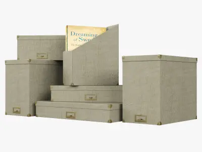 Restoration Hardware Linen Office Storage Accessories Fog Low-poly 3D model