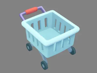 Cartoon shopping cart - B Low-poly 3D model