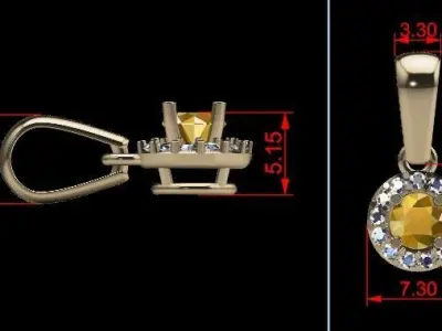 Dainty Round Halo Pendant with bell 4mm 3D print model